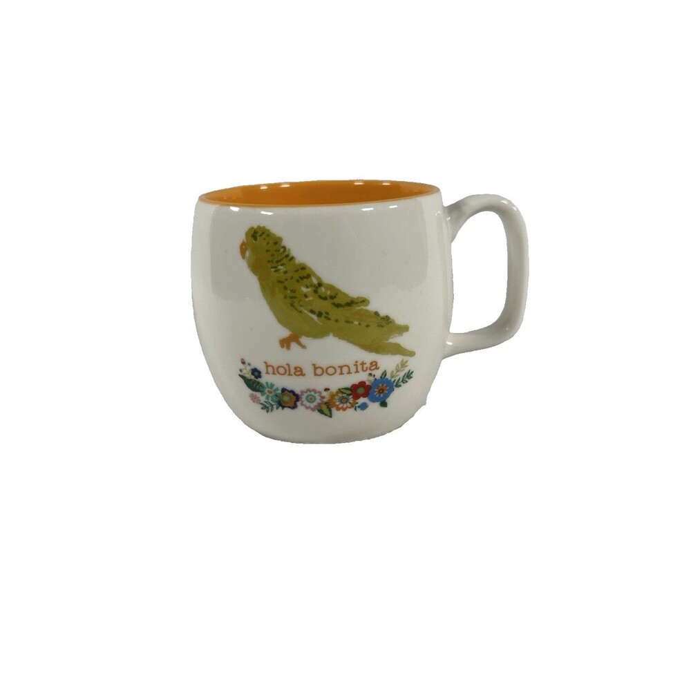 Opal House Hola Bonita Porcelain Coffee Mug Tea Cup Parakeet Parrot 16 oz